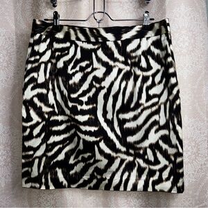 Ann Taylor NWT Brown Black Zebra Satiny Pencil Skirt Pockets Size 12